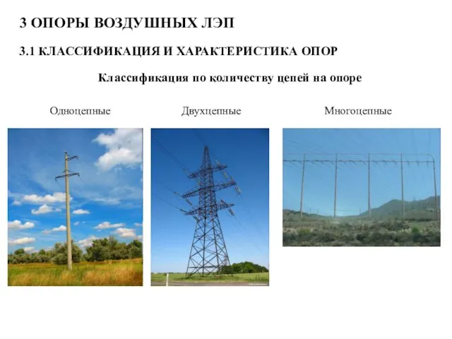 3 ОПОРЫ ВОЗДУШНЫХ ЛЭП 3.1 КЛАССИФИКАЦИЯ И ХАРАКТЕРИСТИКА ОПОР Классификация по