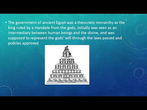 The government of ancient Egypt was a theocratic monarchy as the