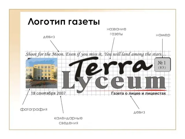 Логотип газеты фотография название газеты девиз девиз календарные сведения номер