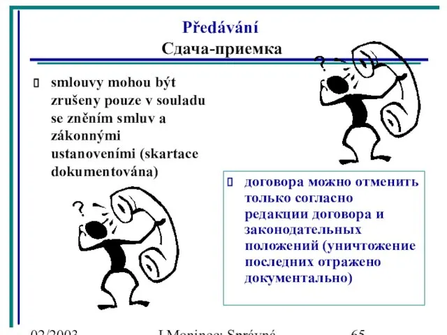 02/2003 J.Moninec: Správná inženýrská praxe Předávání Сдача-приемка smlouvy mohou být zrušeny