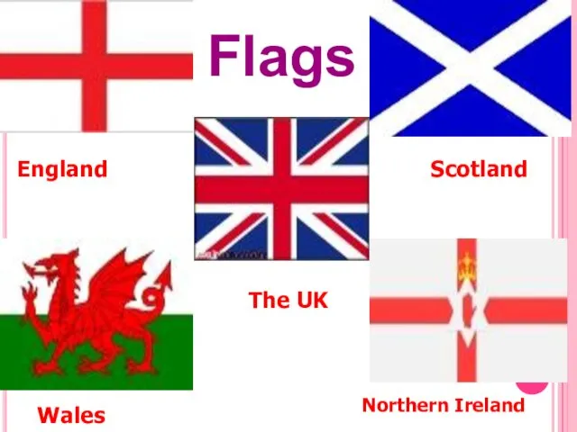 The UK Scotland Wales Northern Ireland England Flags