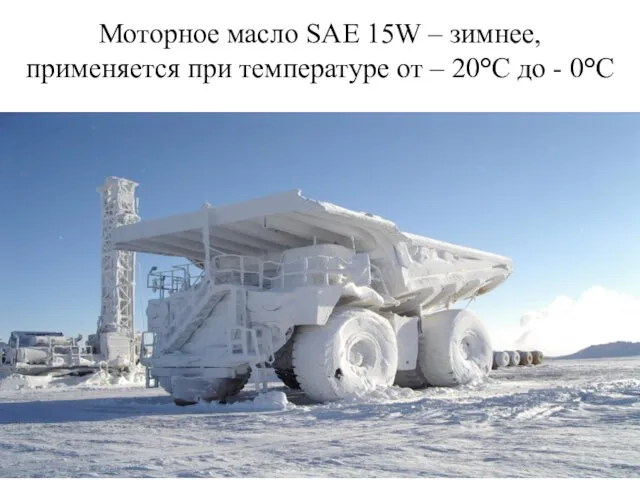 Моторное масло SAE 15W – зимнее, применяется при температуре от – 20°С до - 0°С