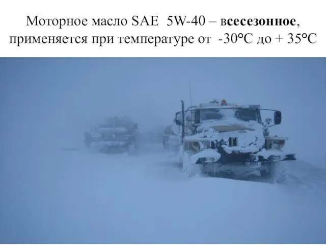 Моторное масло SAE 5W-40 – всесезонное, применяется при температуре от -30°С до + 35°С