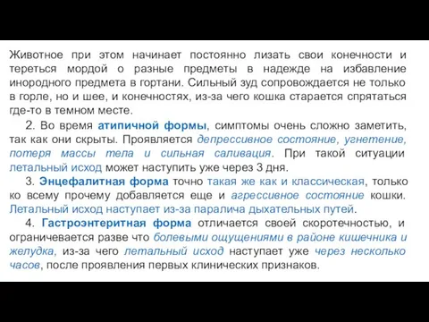 Животное при этом начинает постоянно лизать свои конечности и тереться мордой