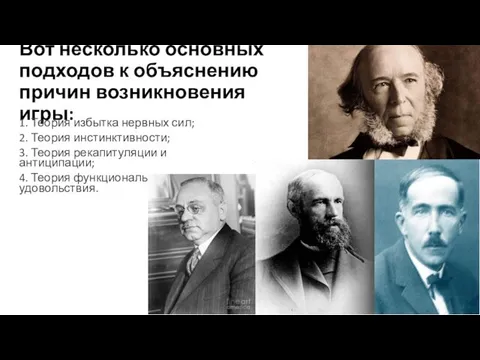 Вот несколько основных подходов к объяснению причин возникновения игры: 1. Теория