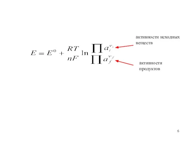 активности исходных веществ активности продуктов