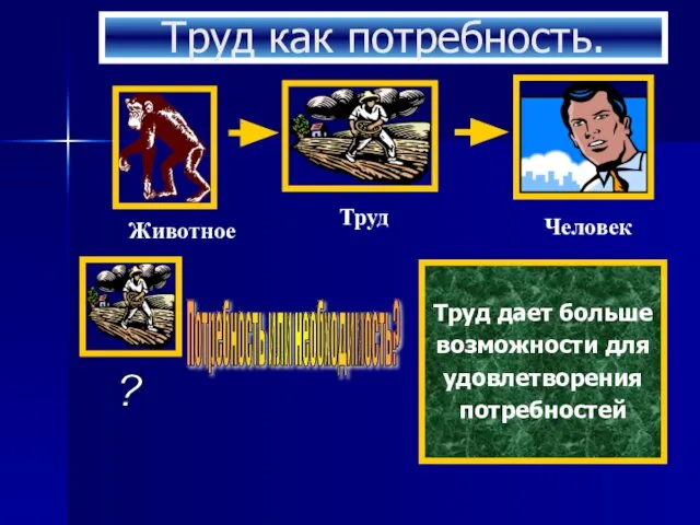 Труд как потребность. Труд дает больше возможности для удовлетворения потребностей