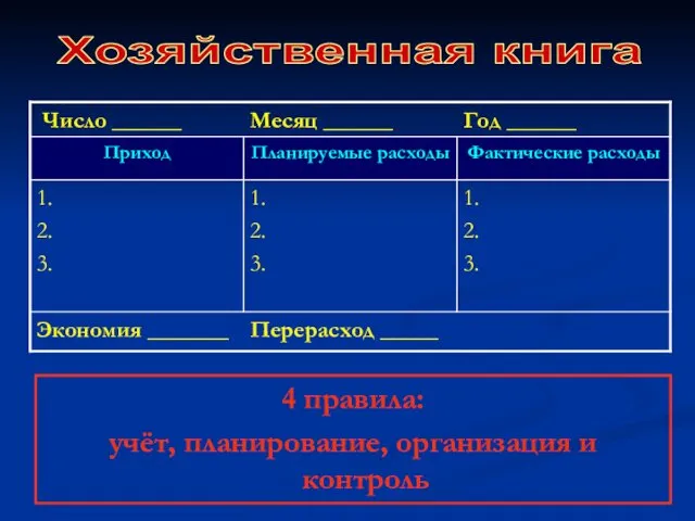 Хозяйственная книга 4 правила: учёт, планирование, организация и контроль