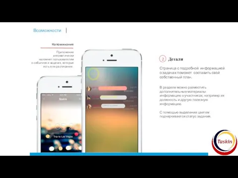 2 Детали Страница с подробной информацией о задачах поможет составить свой