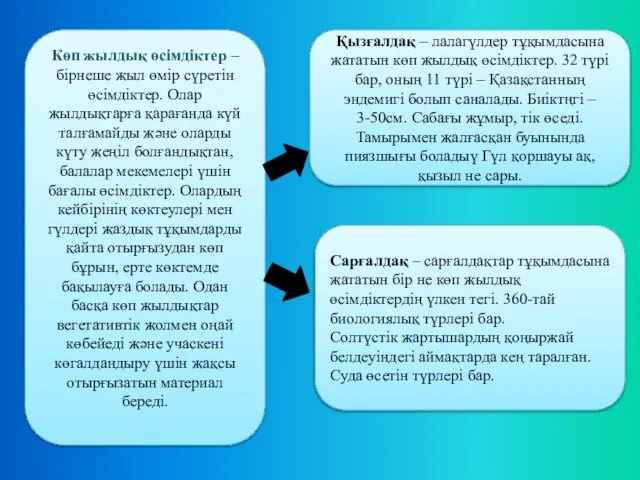 Көп жылдық өсімдіктер – бірнеше жыл өмір сүретін өсімдіктер. Олар жылдықтарға