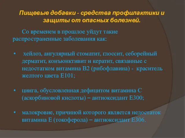 Пищевые добавки - средства профилактики и защиты от опасных болезней. Со