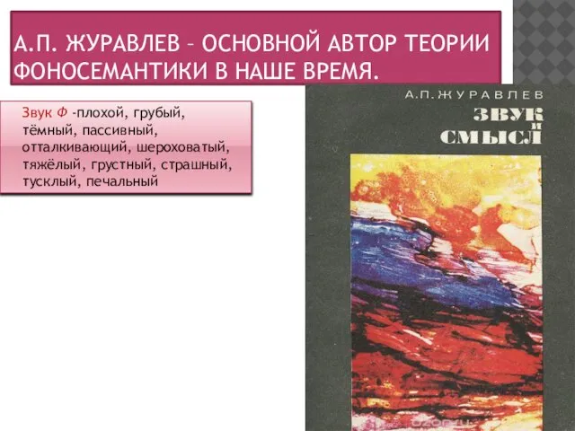 А.П. ЖУРАВЛЕВ – ОСНОВНОЙ АВТОР ТЕОРИИ ФОНОСЕМАНТИКИ В НАШЕ ВРЕМЯ. Звук