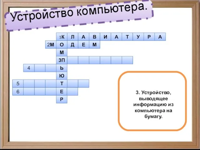 Устройство компьютера. 1К Л А В И А Т У Р