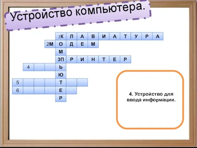 Устройство компьютера. 1К Л А В И А Т У Р