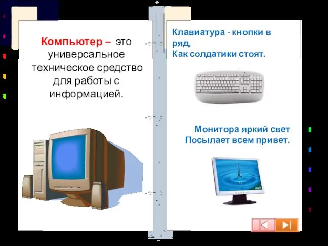 Компьютер – это универсальное техническое средство для работы с информацией. Компьютер