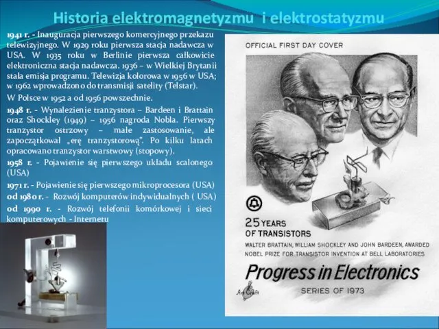 Historia elektromagnetyzmu i elektrostatyzmu 1941 r. - Inauguracja pierwszego komercyjnego przekazu