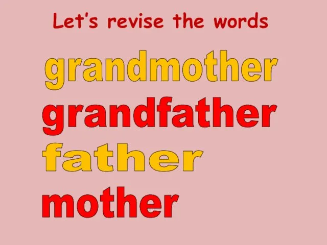 Let’s revise the words grandfather mother grandmother father
