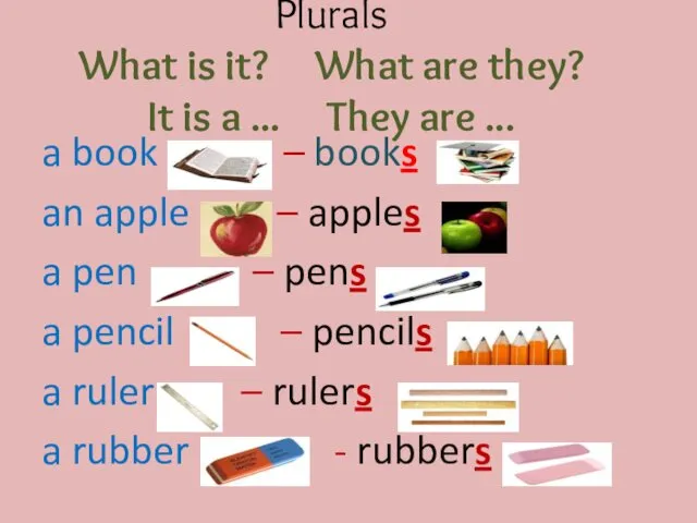 Plurals What is it? What are they? It is a ...