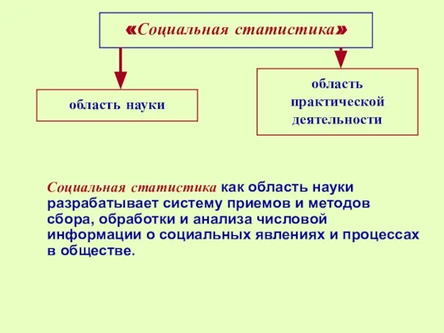 Социальная статистика как область науки разрабатывает систему приемов и методов сбора,