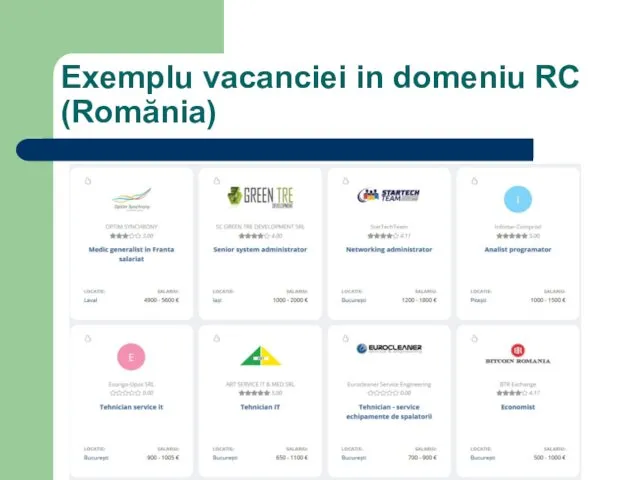Exemplu vacanciei in domeniu RC (Romănia)