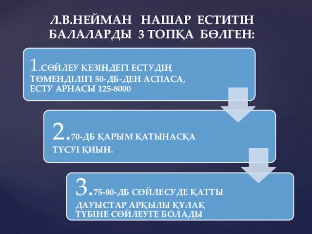 Л.В.НЕЙМАН НАШАР ЕСТИТІН БАЛАЛАРДЫ 3 ТОПҚА БӨЛГЕН: