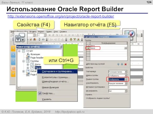 Использование Oracle Report Builder http://extensions.openoffice.org/en/project/oracle-report-builder