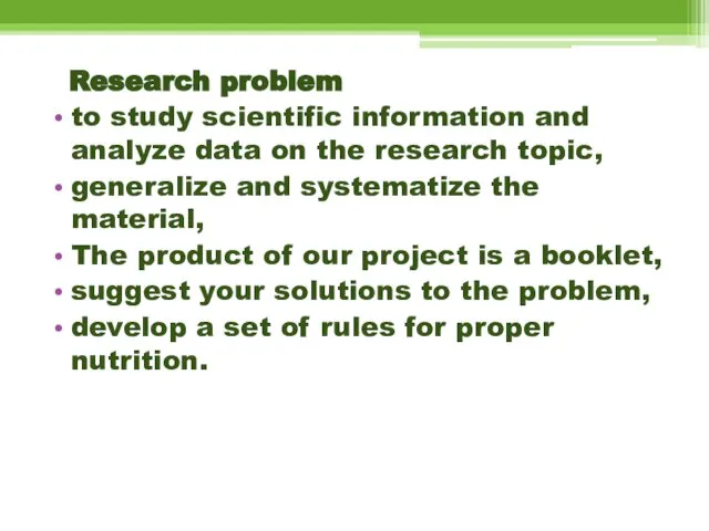 Research problem to study scientific information and analyze data on the