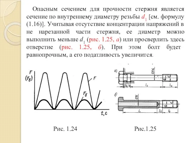 Рис. 1.24 Рис.1.25 Опасным сечением для прочности стержня является сечение по