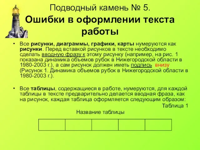 Подводный камень № 5. Ошибки в оформлении текста работы Все рисунки,