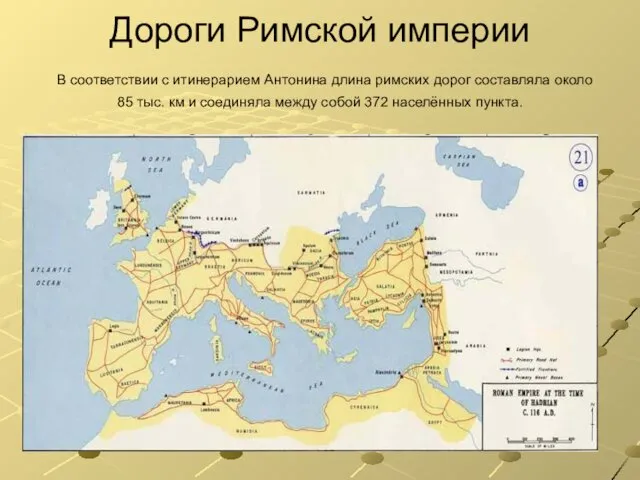 Дороги Римской империи В соответствии с итинерарием Антонина длина римских дорог
