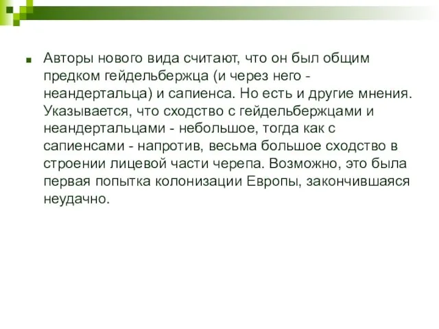 Авторы нового вида считают, что он был общим предком гейдельбержца (и