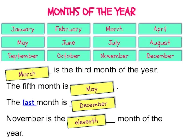 MONTHS OF THE YEAR January February March April May June July