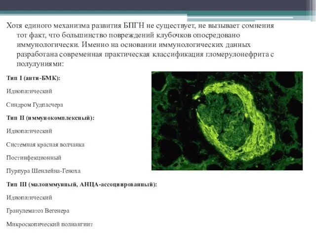 Хотя единого механизма развития БПГН не существует, не вызывает сомнения тот