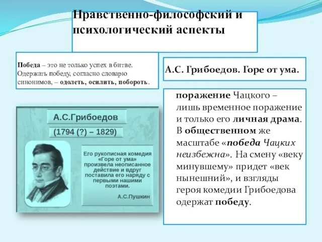 Нравственно-философский и психологический аспекты Победа – это не только успех в