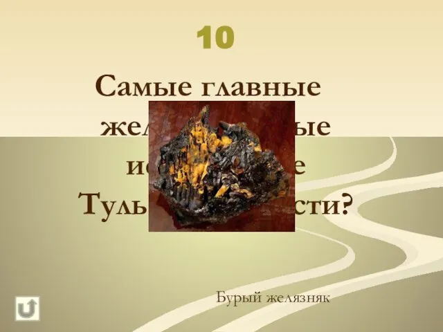 10 Самые главные железнорудные ископаемые Тульской области? Бурый желязняк