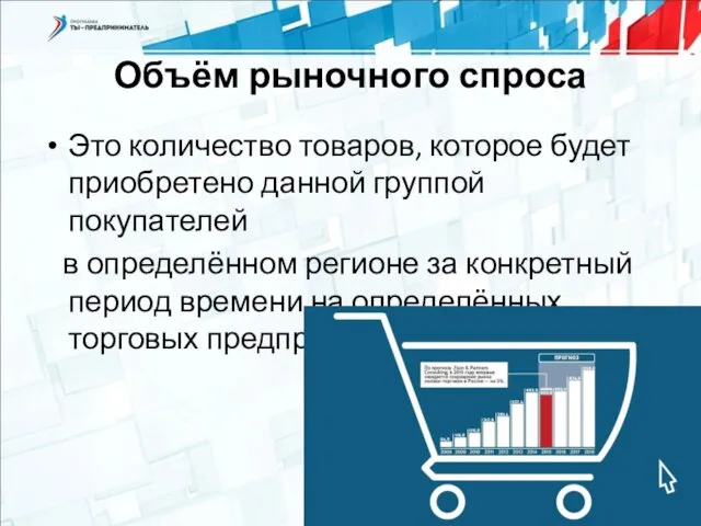 Объём рыночного спроса Это количество товаров, которое будет приобретено данной группой