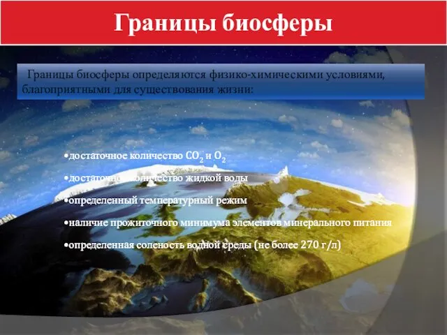 достаточное количество CO2 и O2 достаточное количество жидкой воды определенный температурный