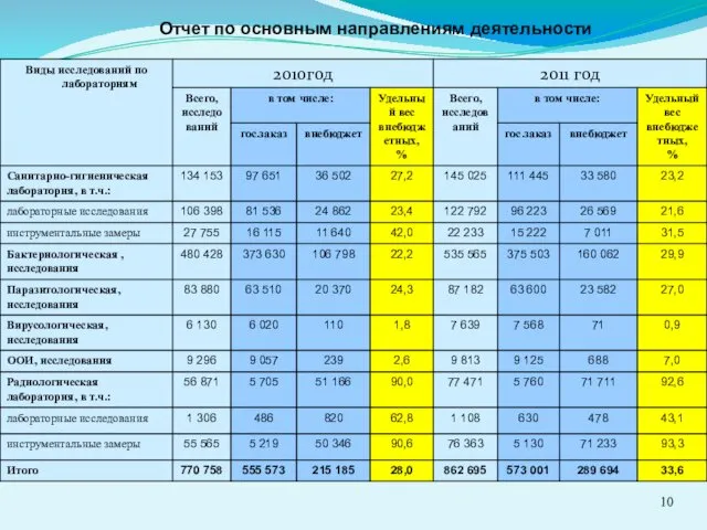 10 Отчет по основным направлениям деятельности