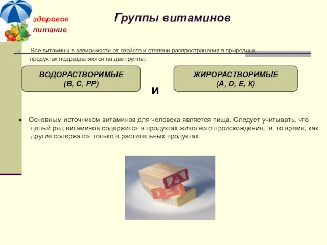 Все витамины в зависимости от свойств и степени распространения в природных