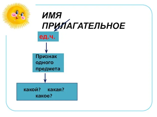 ИМЯ ПРИЛАГАТЕЛЬНОЕ ед.ч. Признак одного предмета какой? какая? какое?