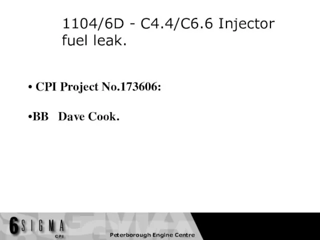1104/6D - C4.4/C6.6 Injector fuel leak. CPI Project No.173606: BB Dave Cook.