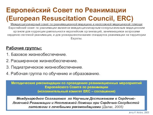 Европейский Совет по Реанимации (European Resuscitation Council, ERC) Междисциплинарный совет по