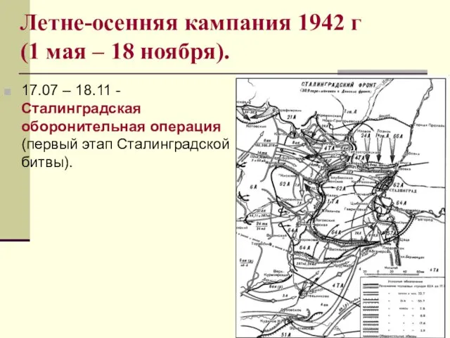 Летне-осенняя кампания 1942 г (1 мая – 18 ноября). 17.07 –