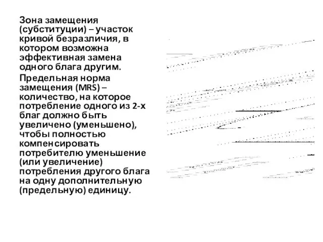 Зона замещения (субституции) – участок кривой безразличия, в котором возможна эффективная