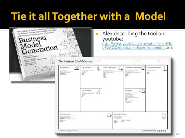 Tie it all Together with a Model Alex describing the tool on youtube: http://www.youtube.com/watch?v=dtfNsuP2AQQ&feature=player_embedded (8:12)