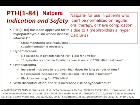 Natpara Natpara- for use in patients who can’t be normalized on