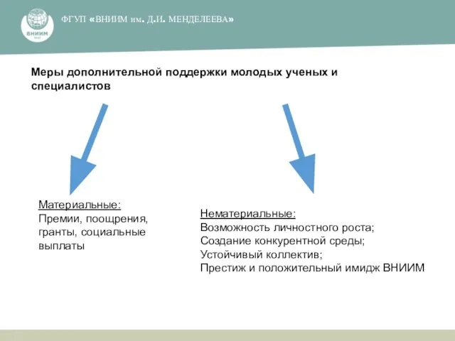 ФГУП ​«ВНИИМ им. Д.И. МЕНДЕЛЕЕВА»​ Меры дополнительной поддержки молодых ученых и