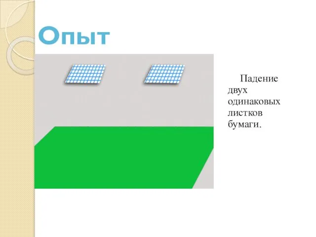 Падение двух одинаковых листков бумаги. Опыт