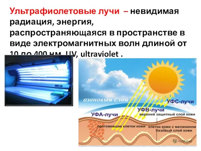 Ультрафиолетовые лучи – невидимая радиация, энергия, распространяющаяся в пространстве в виде