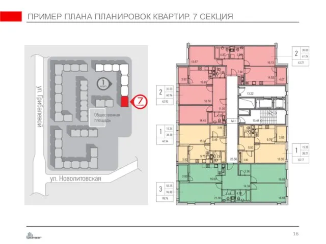 ПРИМЕР ПЛАНА ПЛАНИРОВОК КВАРТИР. 7 СЕКЦИЯ